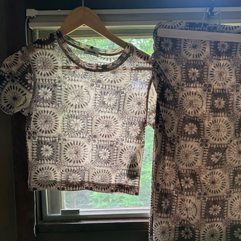 Nanushka stretchy mesh crop T